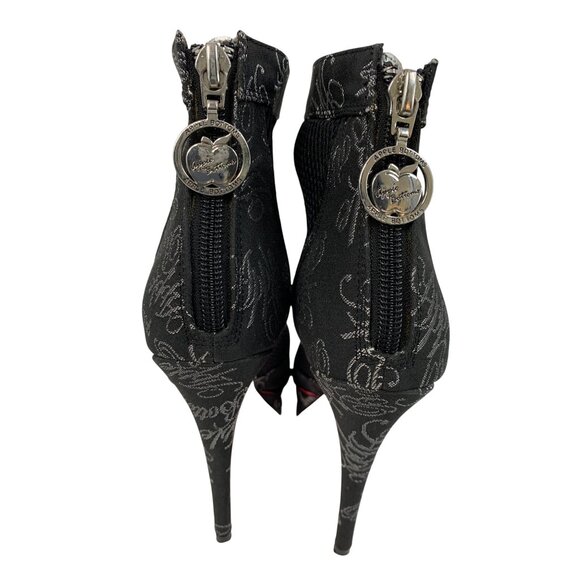 Rare Apple Bottoms Peep Toe Ankle Booties 6.5 Black Mesh Platform 8764 Charm - Picture 11 of 13